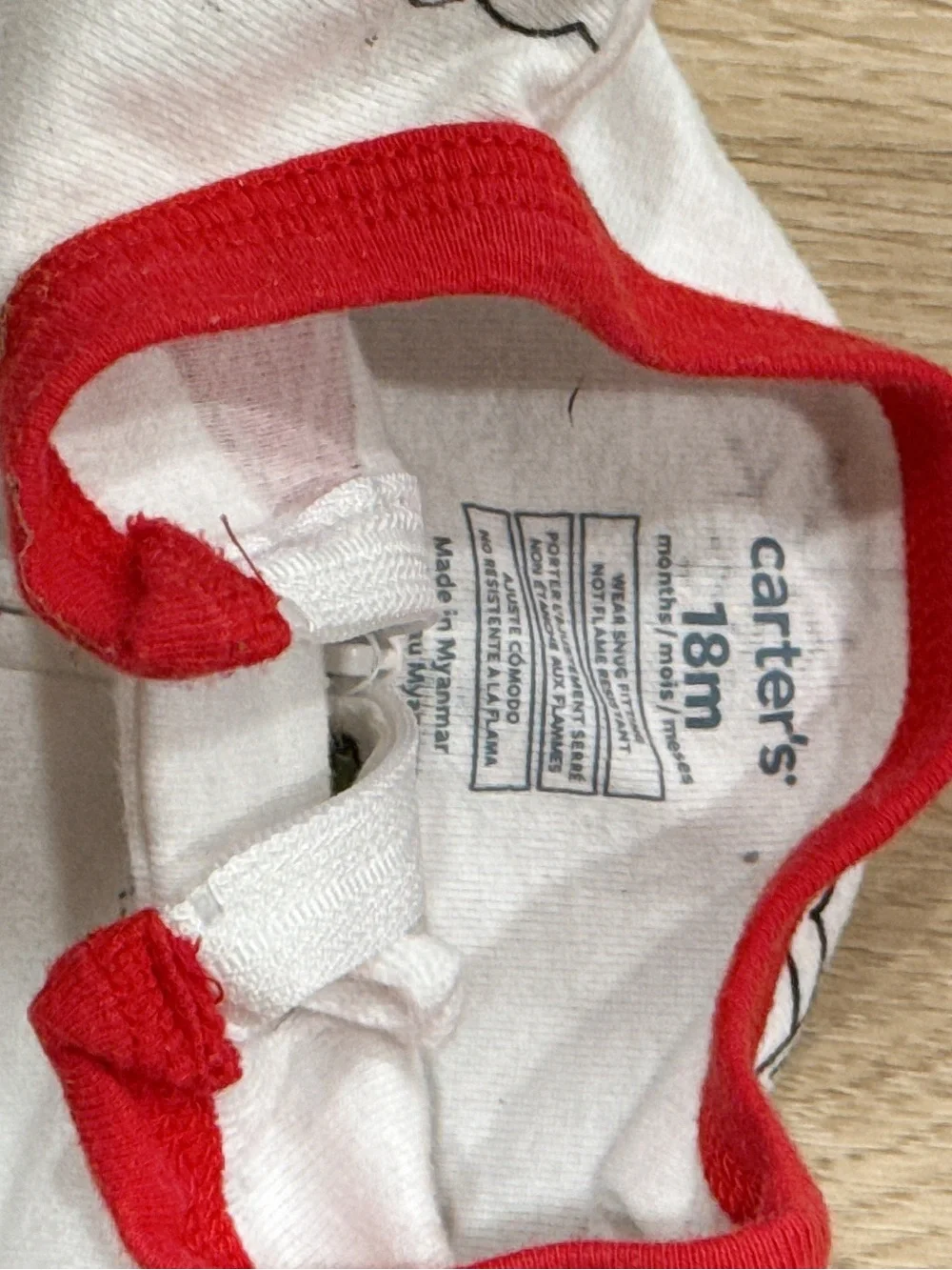 Carter's White and Red Santa Print Footed One-Piece Pajamas